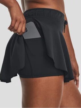 WOMEN'S UNDER ARMOUR ESSENTIAL SPLIT SKORT - BLACK XXL
